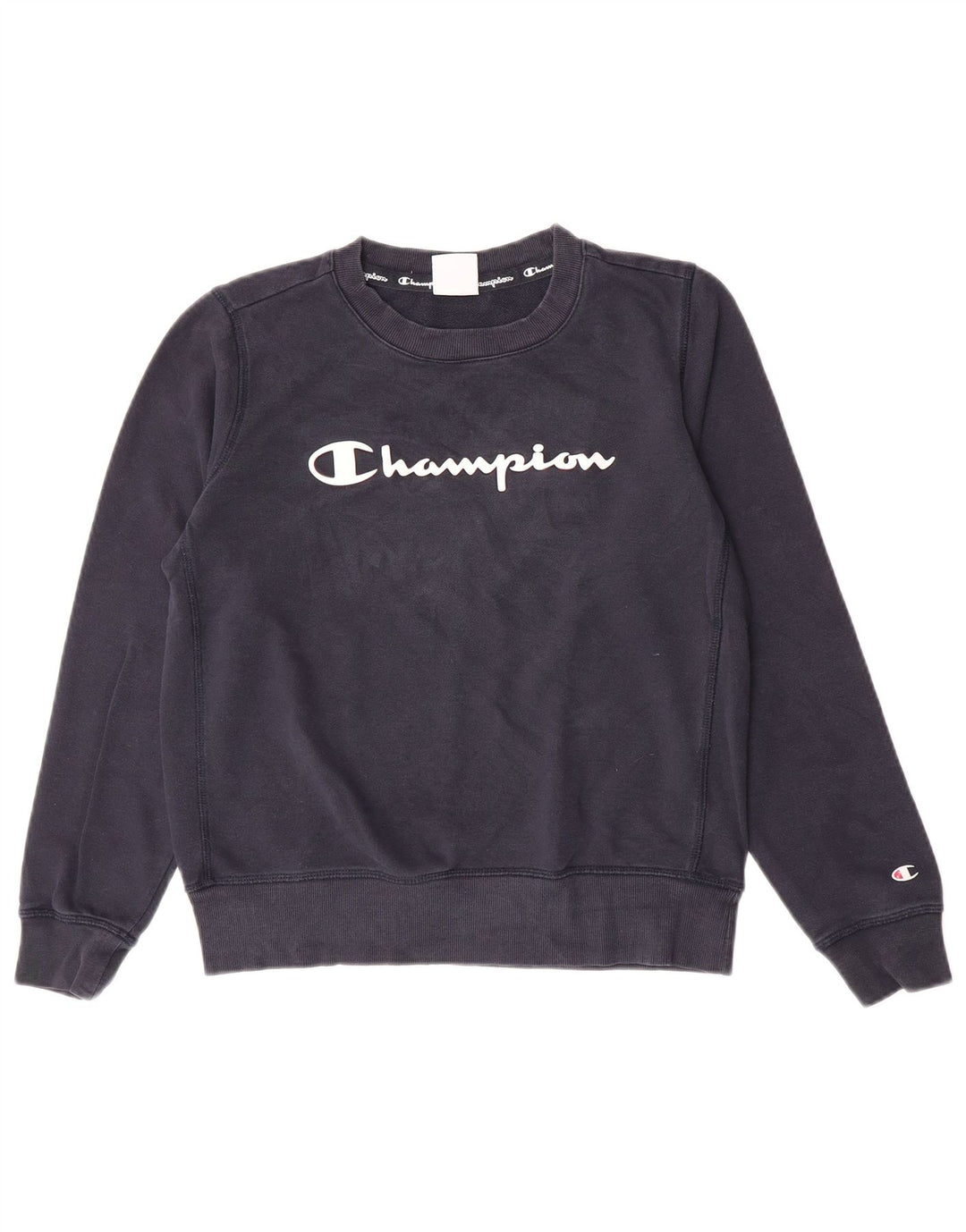 Champion feminino gráfico moletom jumper UK 14 médio azul marinho algodão