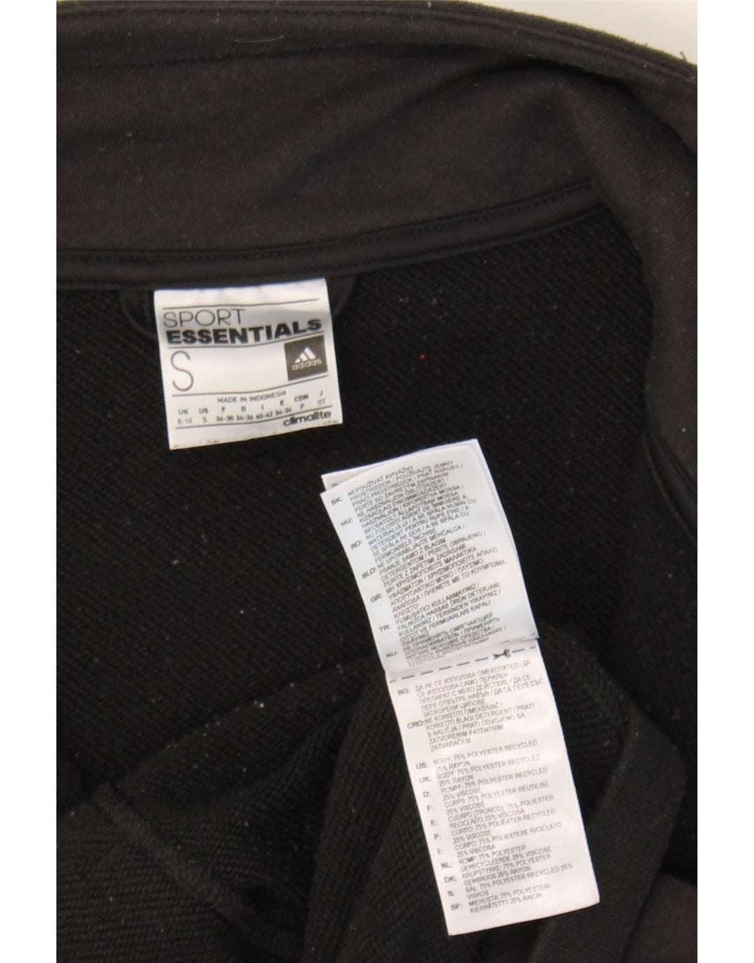Adidas Womens Climalite Tracksuit Top Jacket UK 8/10 Pequeno Poliéster Preto