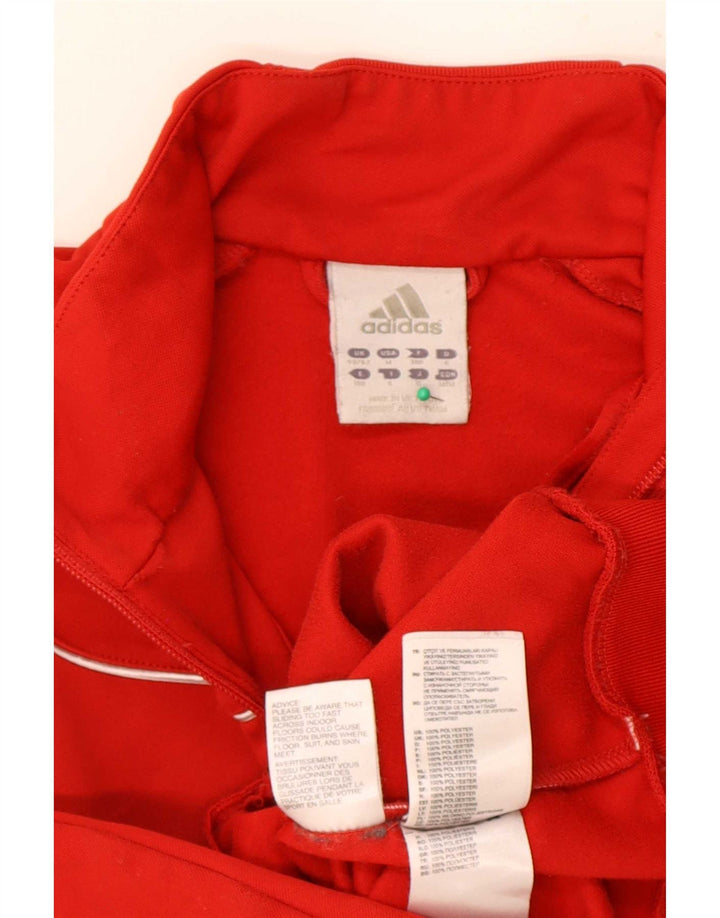Adidas Mens Zip Neck Moletom Jumper UK 40/42 Médio Vermelho Poliéster