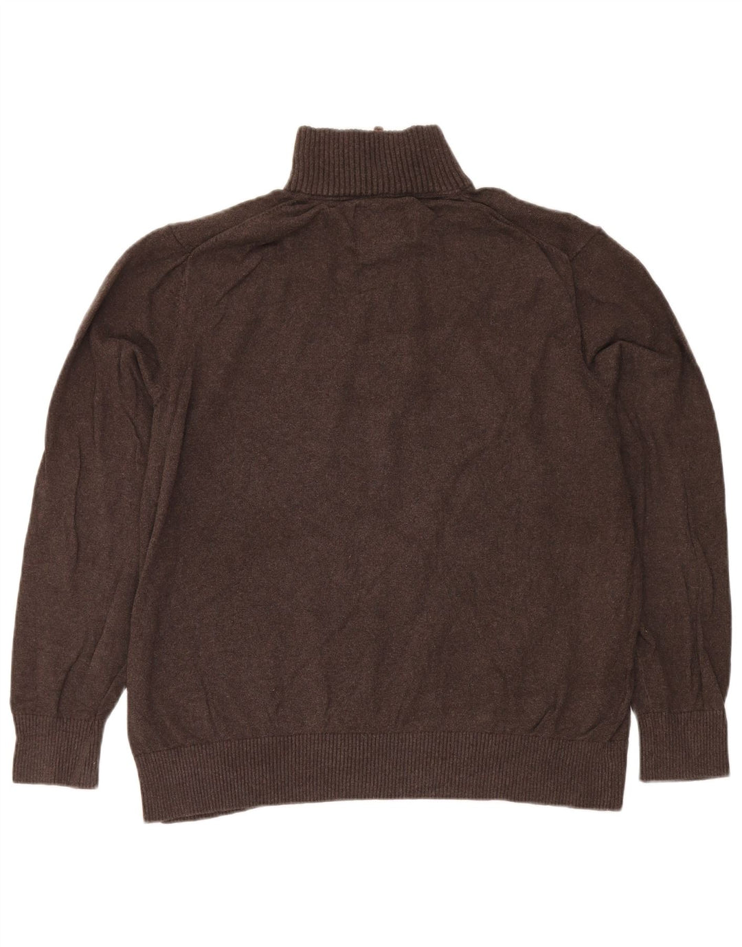 Suéter masculino Eddie Bauer com zíper e gola XL de algodão marrom
