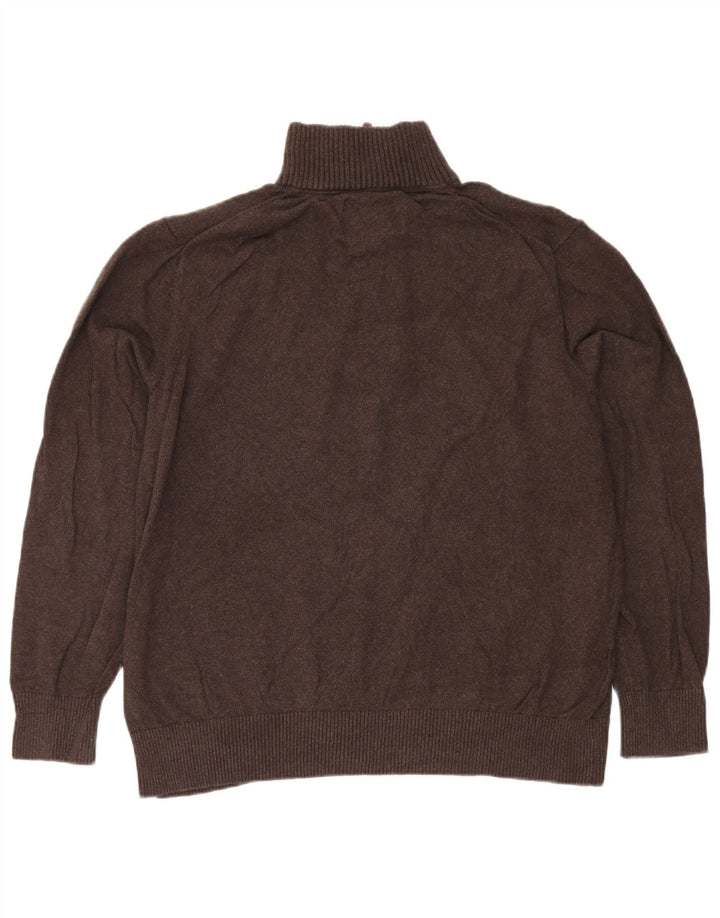Suéter masculino Eddie Bauer com zíper e gola XL de algodão marrom