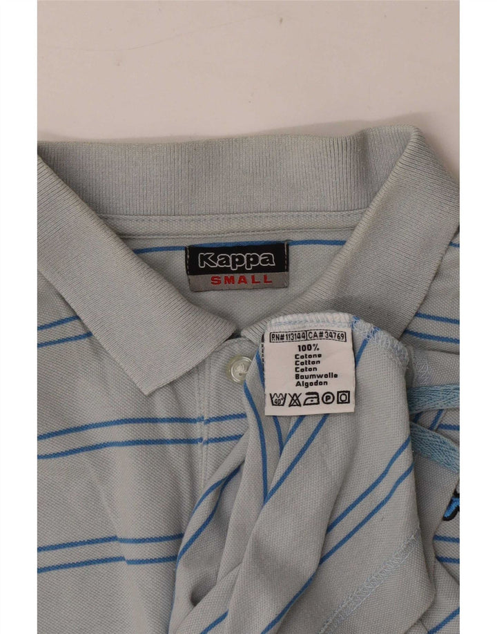 Camisa polo masculina Kappa pequena listrada azul de algodão