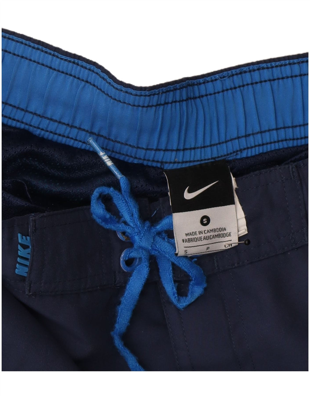 Shorts de natação masculino Nike pequeno azul marinho colorblock poliéster