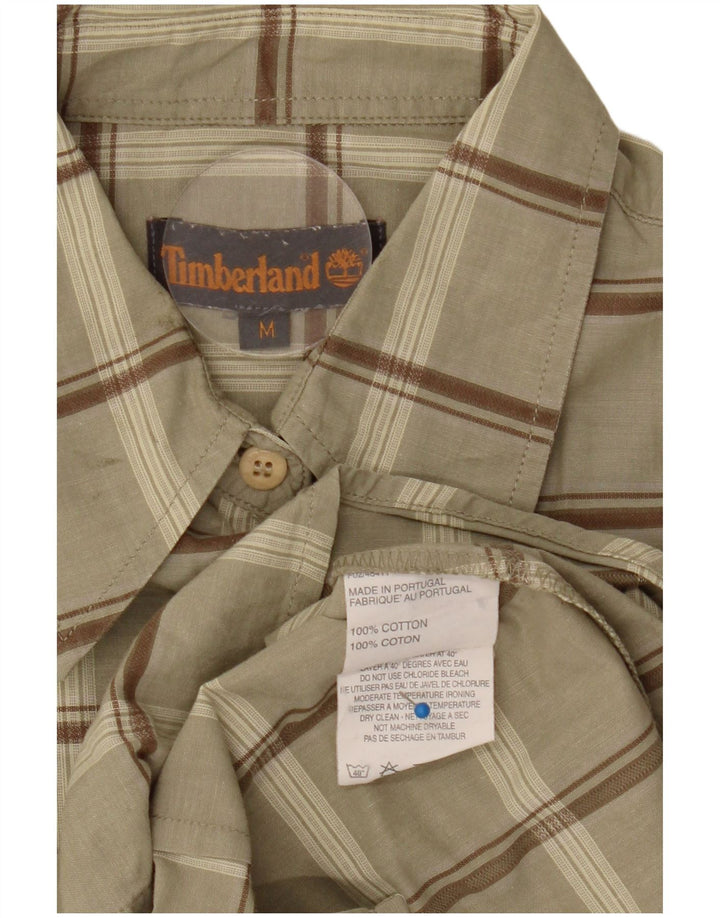 Camisa feminina Timberland UK 14 médio cáqui xadrez algodão