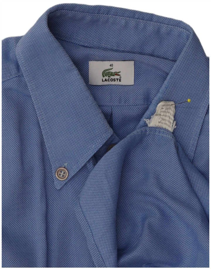 Camisa masculina Lacoste manga curta tamanho 40 algodão azul médio
