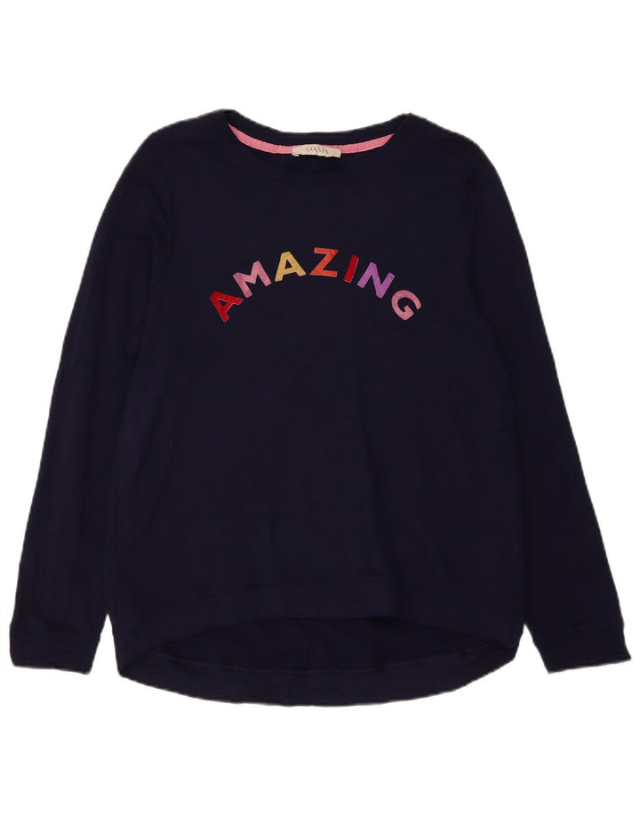 Suéter feminino Oasis com estampa oversized Reino Unido 10 pequeno azul marinho