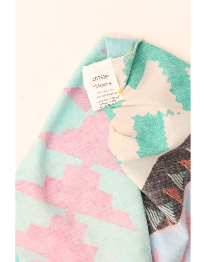 Blusa feminina vintage UK 16 grande geométrica multicolorida