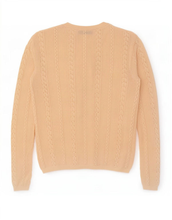 Suéter feminino Zara com gola redonda e botão UK 12 bege médio