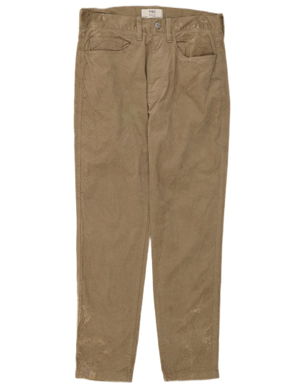 Calça feminina casual Marks & Spencer slim fit W30 L29 algodão bege