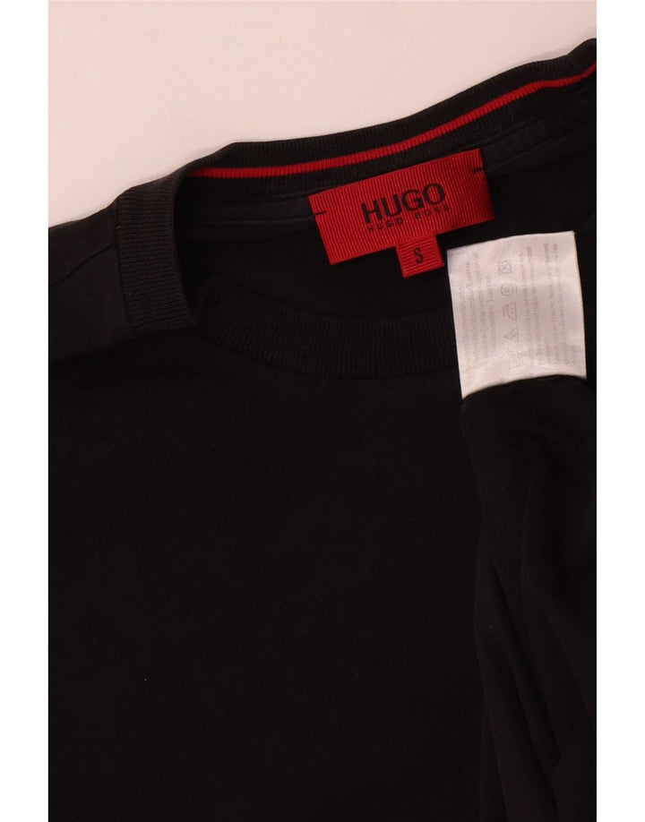 Hugo Boss Mens Top Manga Longa Pequeno Algodão Preto