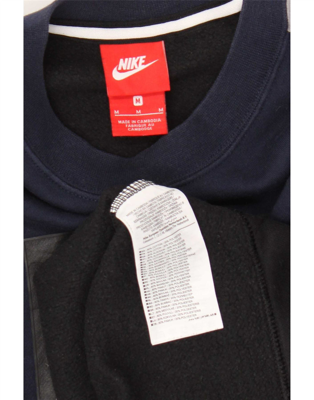 Moletom gráfico masculino Nike Jumper médio azul marinho algodão colorblock