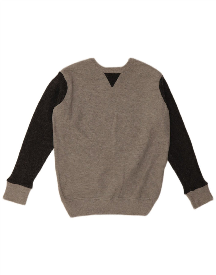 Moletom Armani Jeans Meninos Jumper 10-11 Anos Grande Bloco de Cores Cinza