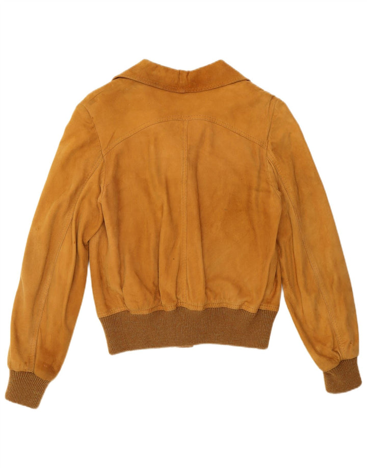 Jaqueta bomber feminina vintage de camurça IT 44 marrom médio retrô