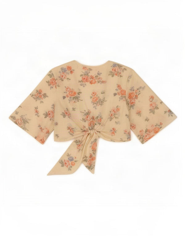 Topshop Womens Wrap Bolero Cardigan Top UK 8 Pequeno Bege Floral Poliéster