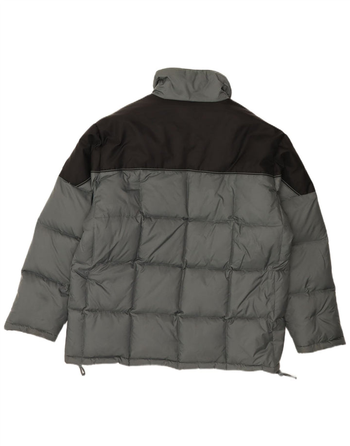 Jaqueta vintage masculina solta acolchoada UK 38 cinza médio Colourblock Nylon