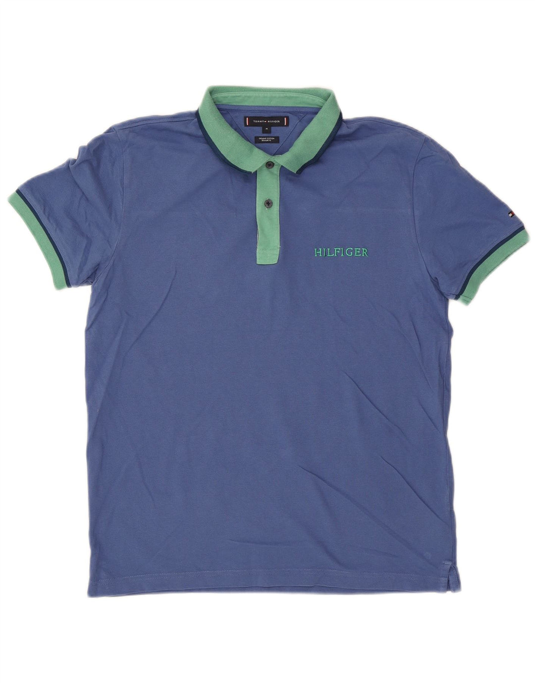 Camisa polo masculina TOMMY HILFIGER regular fit algodão azul médio