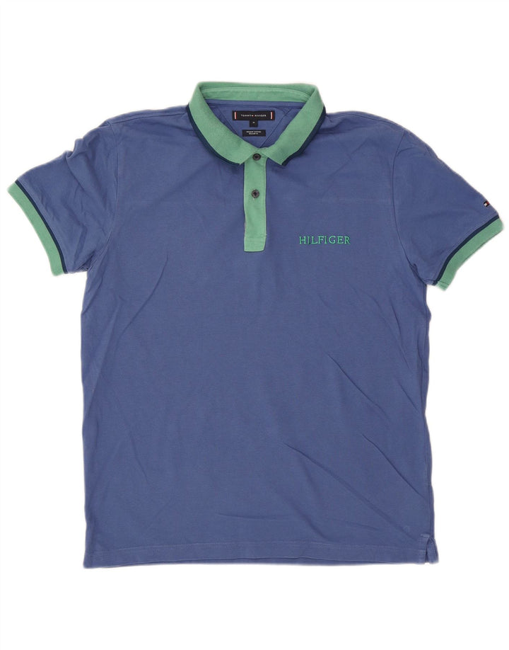 Camisa polo masculina TOMMY HILFIGER regular fit algodão azul médio