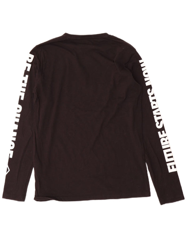 Camiseta gráfica masculina Replay manga comprida grande algodão preto