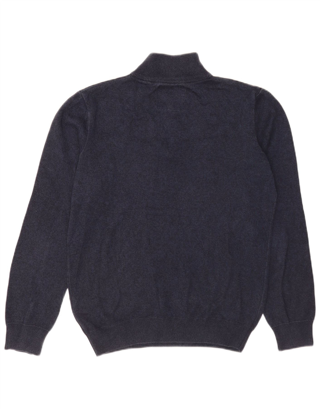 Suéter masculino Superdry com zíper e gola alta de algodão azul marinho médio