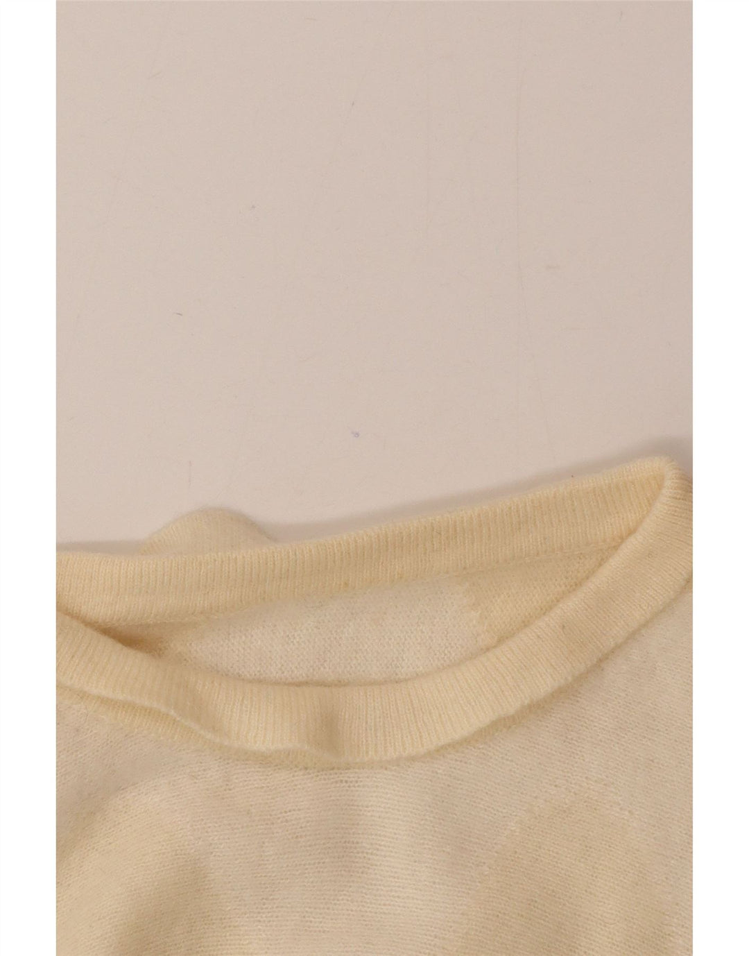 Suéter feminino vintage com gola canoa Reino Unido 14 bege médio