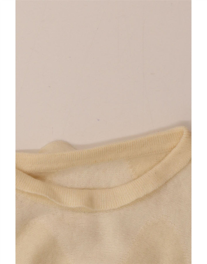Suéter feminino vintage com gola canoa Reino Unido 14 bege médio