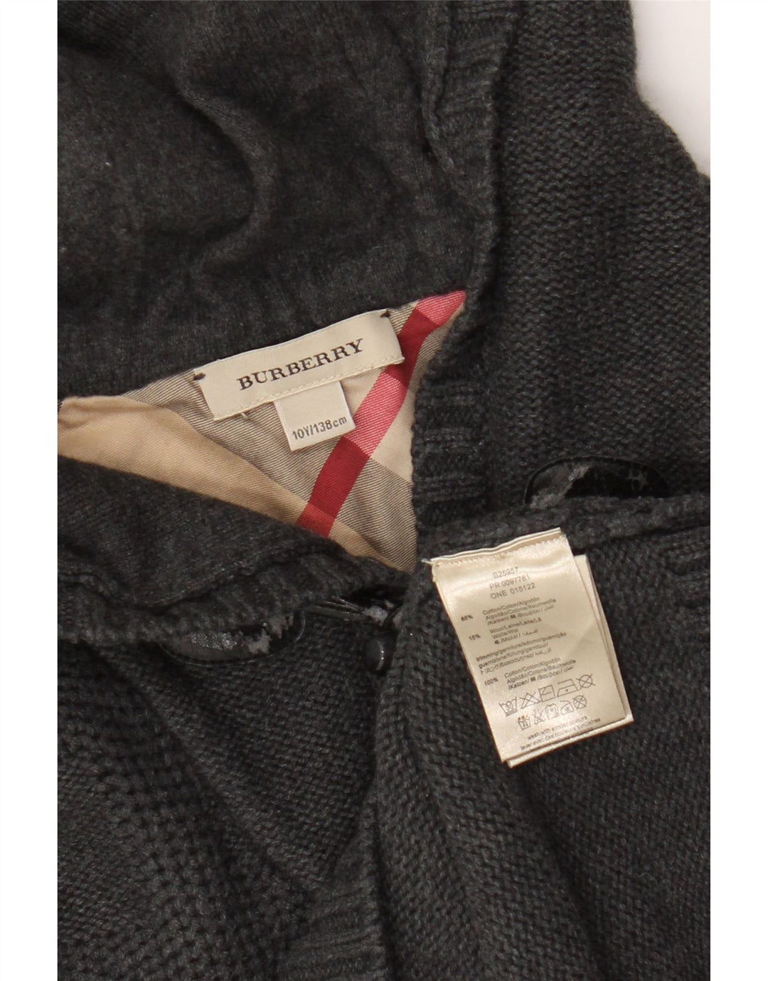 Suéter Burberry Boys com capuz 9-10 anos algodão cinza