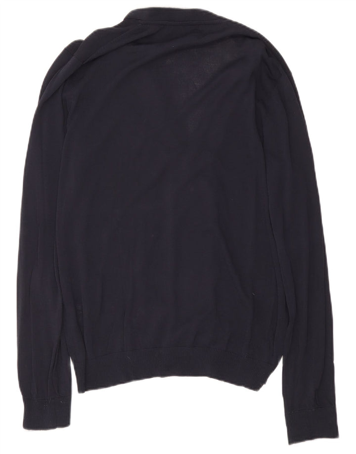 Suéter cardigã masculino Gaudi grande azul marinho colorblock viscose