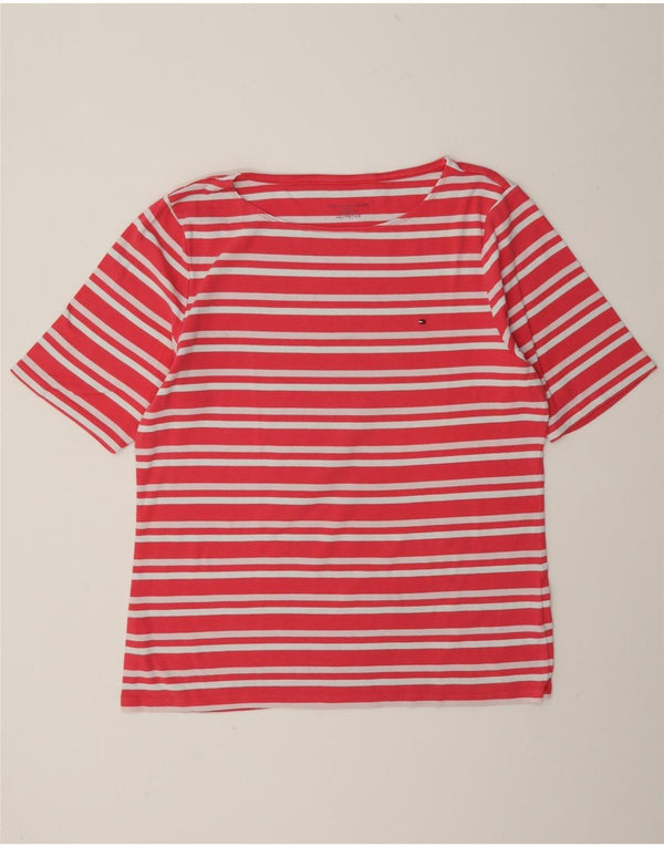 Camiseta feminina Tommy Hilfiger Top UK 20 2XL algodão listrado rosa