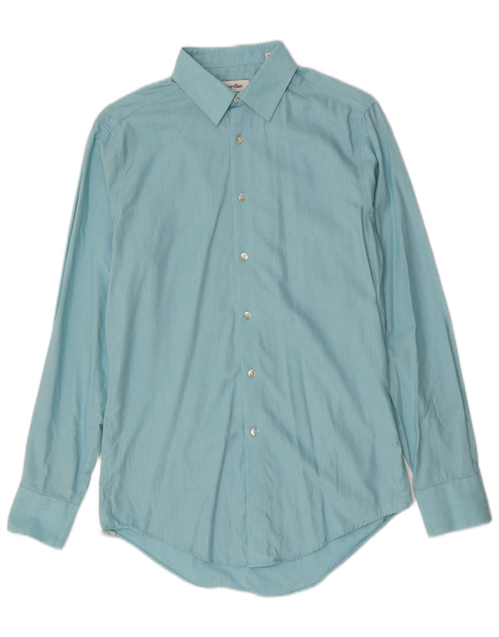 Camisa masculina CALVIN KLEIN Slim Fit tamanho 14 1/2 azul pequeno