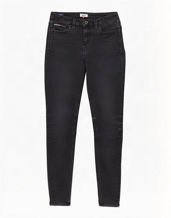 Jeans skinny de cintura média feminino Tommy Hilfiger W29 L32 algodão cinza