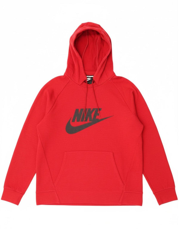 Nike Mens Graphic Hoodie Jumper Medium Red Cotton