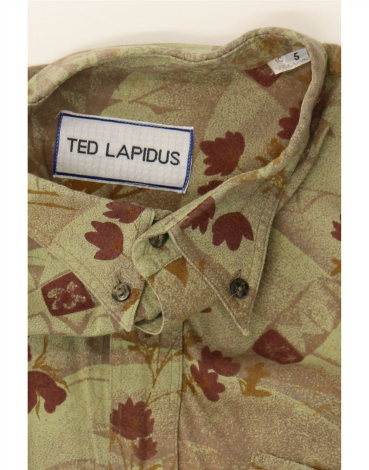 TED LAPIDUS Mens Shirt Medium Green Floral Viscose Vintage Ted Lapidus and Second-Hand Ted Lapidus from Messina Hembry 