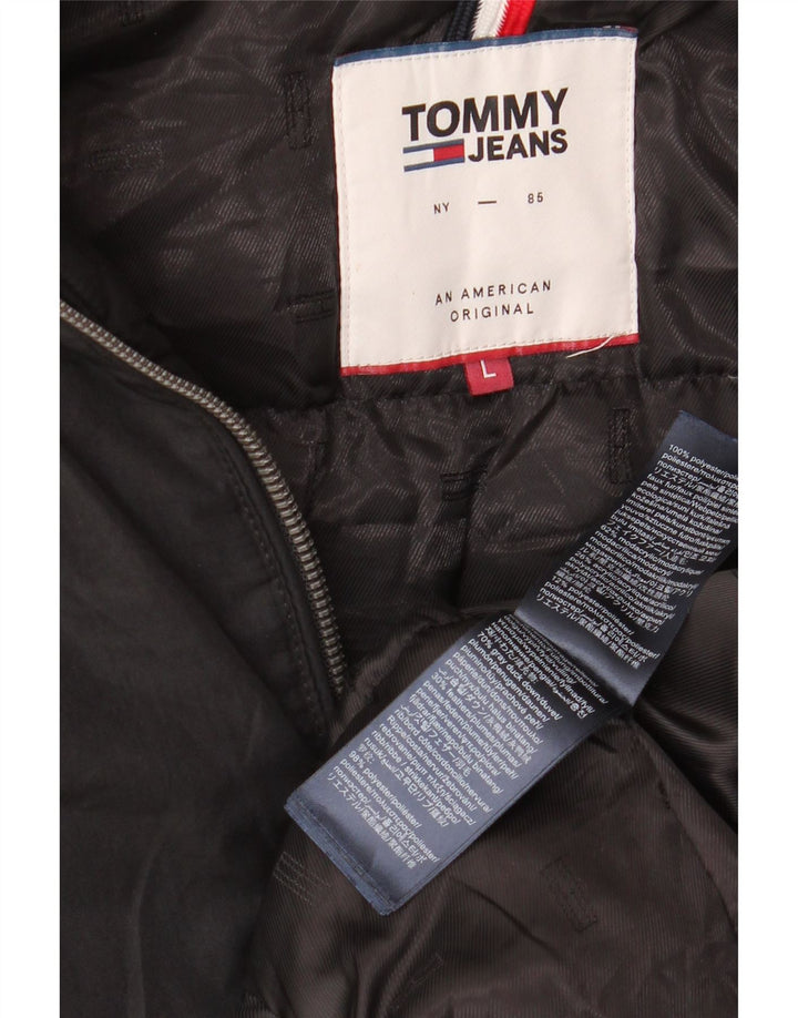 Jaqueta acolchoada com capuz feminina Tommy Hilfiger Reino Unido 16 grande poliéster preto