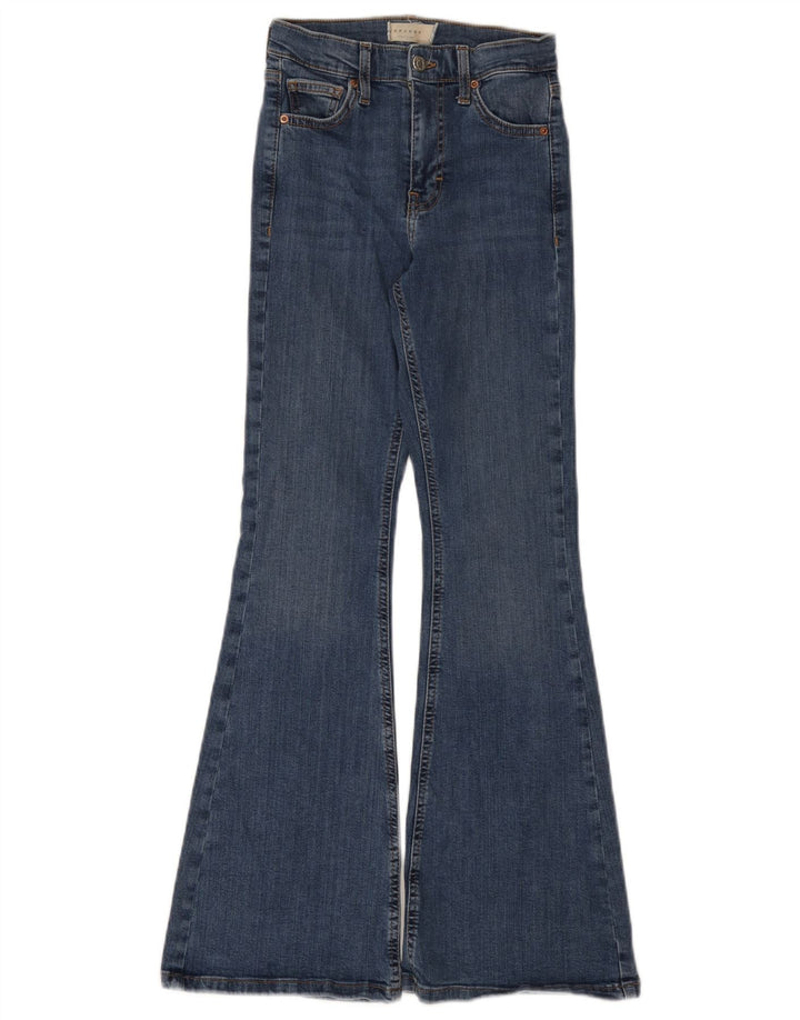 Topshop feminino Jamie Flared Jeans W24 L28 algodão azul