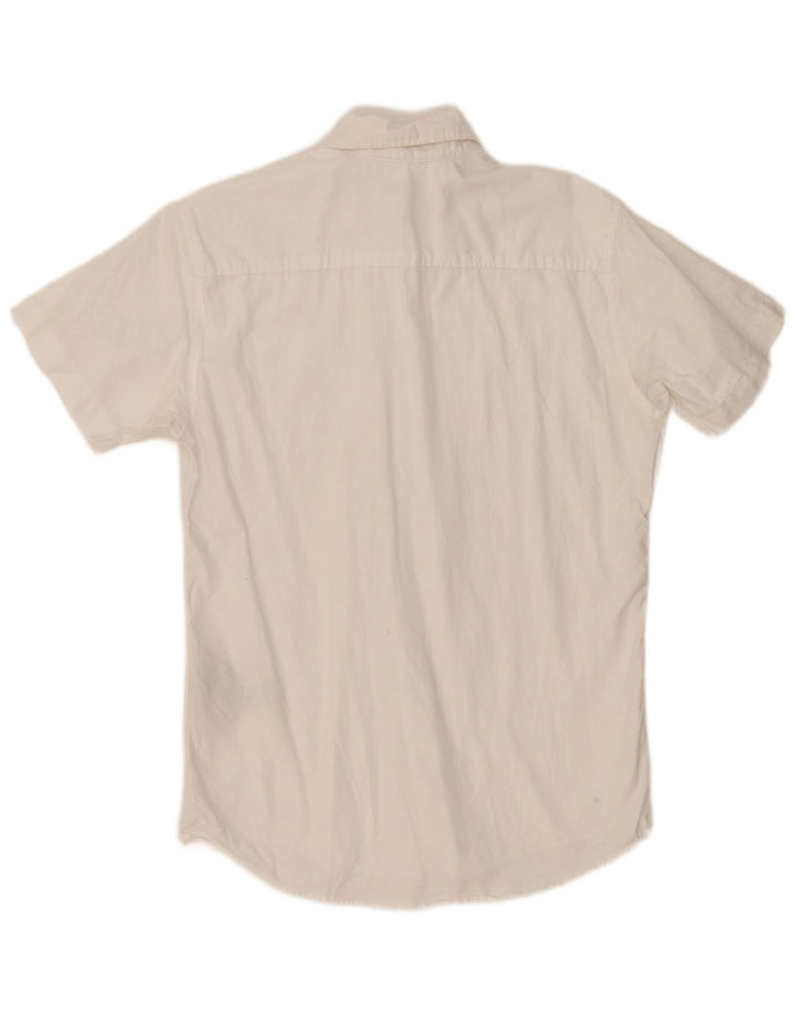 JACK & JONES Camisa masculina de manga curta pequena de algodão branco