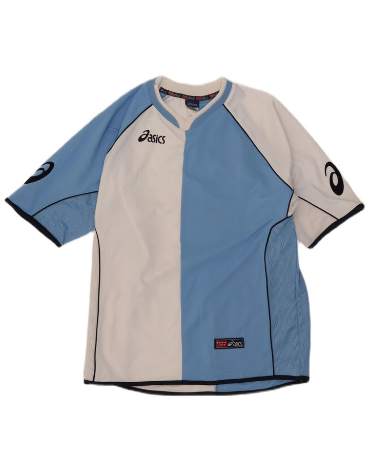 Camiseta Asics Masculina Graphic Top Médio Azul Colourblock Poliéster