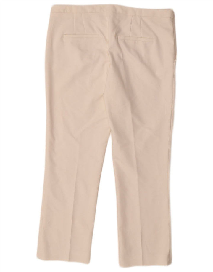Calça cortada feminina Zara EU 40 médio W30 L24 poliéster branco