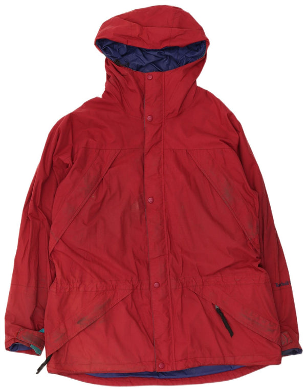 Jaqueta corta-vento masculina Timberland com capuz UK 40 grande nylon vermelho