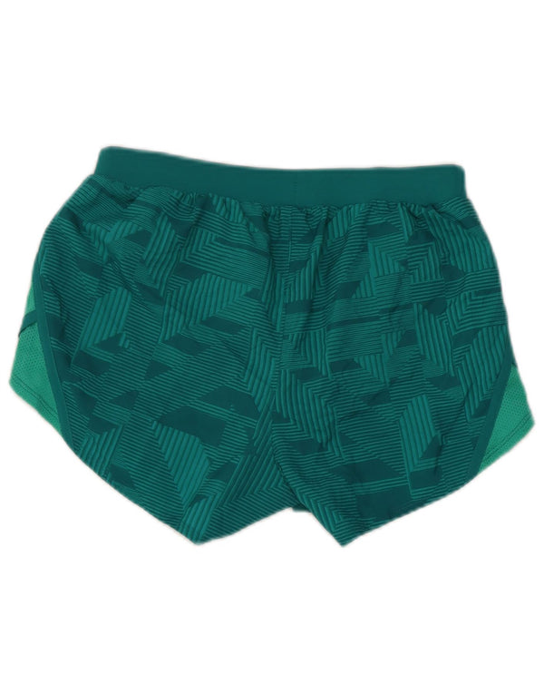 Under Armour Womens Heat Gear Sport Shorts UK 6 XS Verde Geométrico