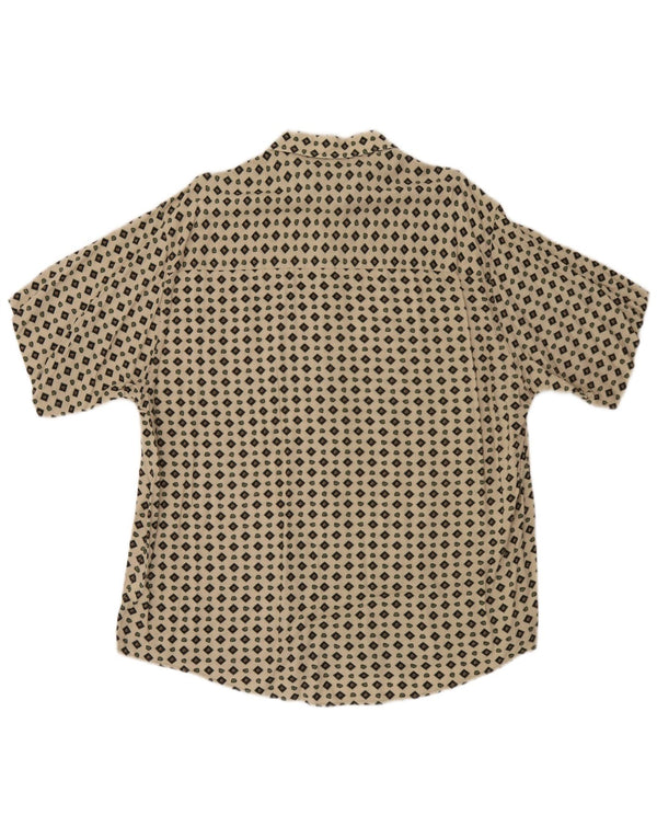 Camisa masculina de manga curta Follie XL bege viscose geométrica