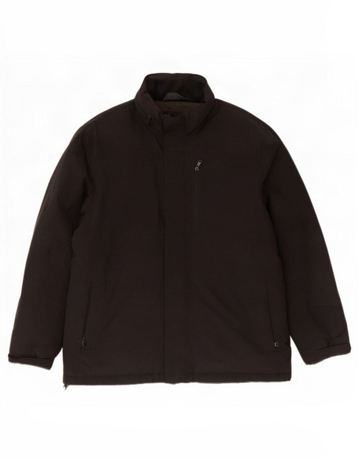 Jaqueta corta-vento masculina com capuz Marks & Spencer Reino Unido 44 2XL poliéster preto