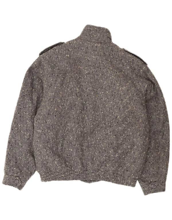 Jaqueta corta-vento militar masculina vintage UK 42 XL cinza manchada