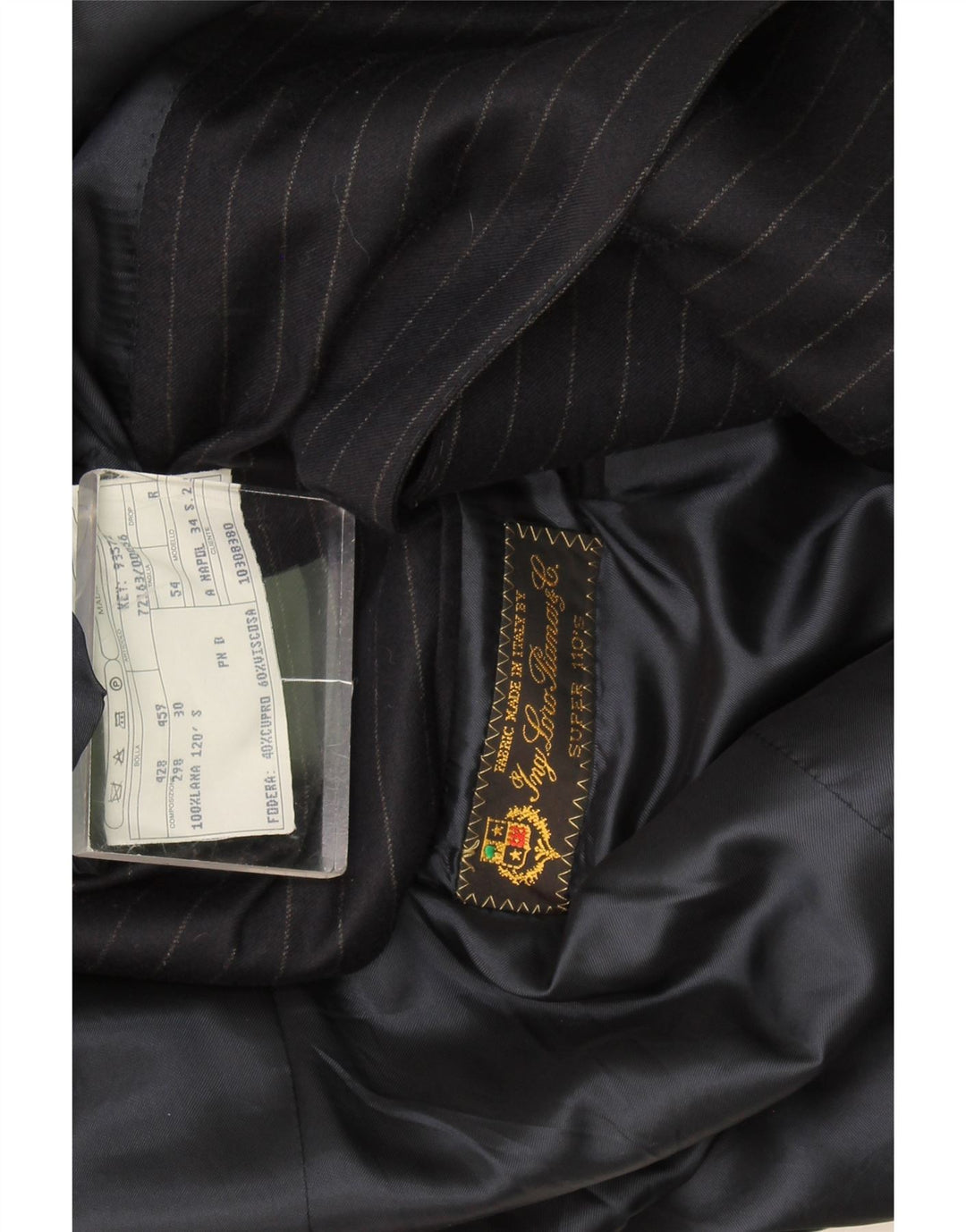 Jaqueta blazer masculina Loro Piana com 3 botões IT 54 2XL lã listrada azul marinho