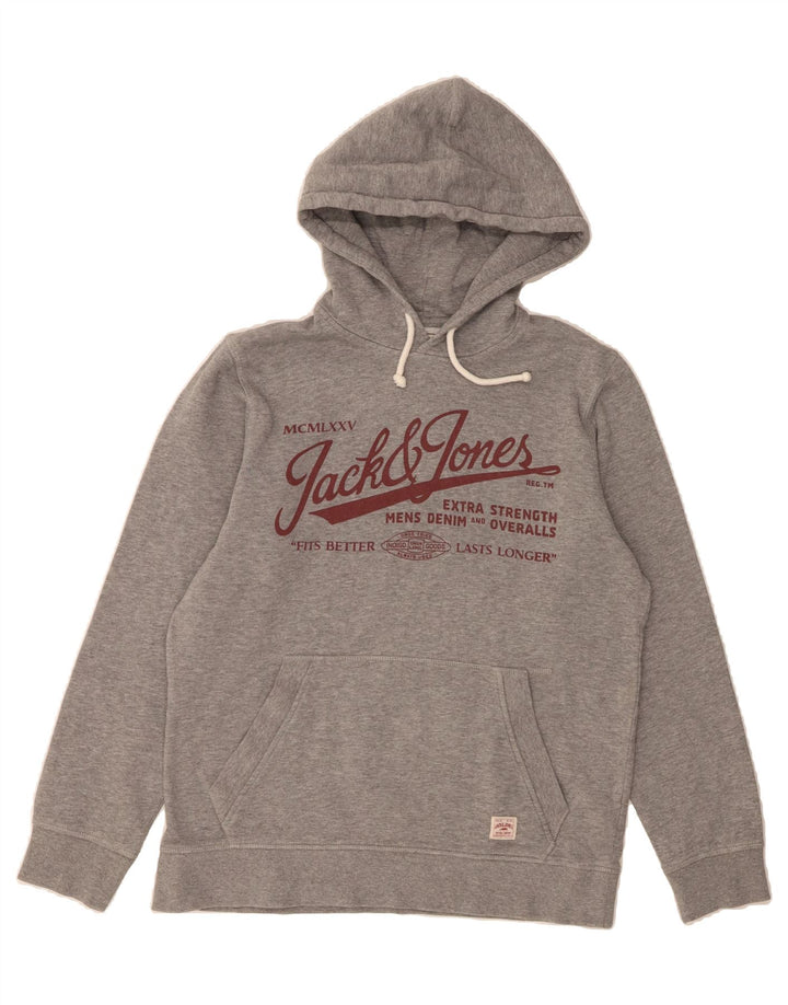 JACK & JONES Mens Graphic Hoodie Jumper Large Grey Cotton Vintage Jack & Jones and Second-Hand Jack & Jones from Messina Hembry 