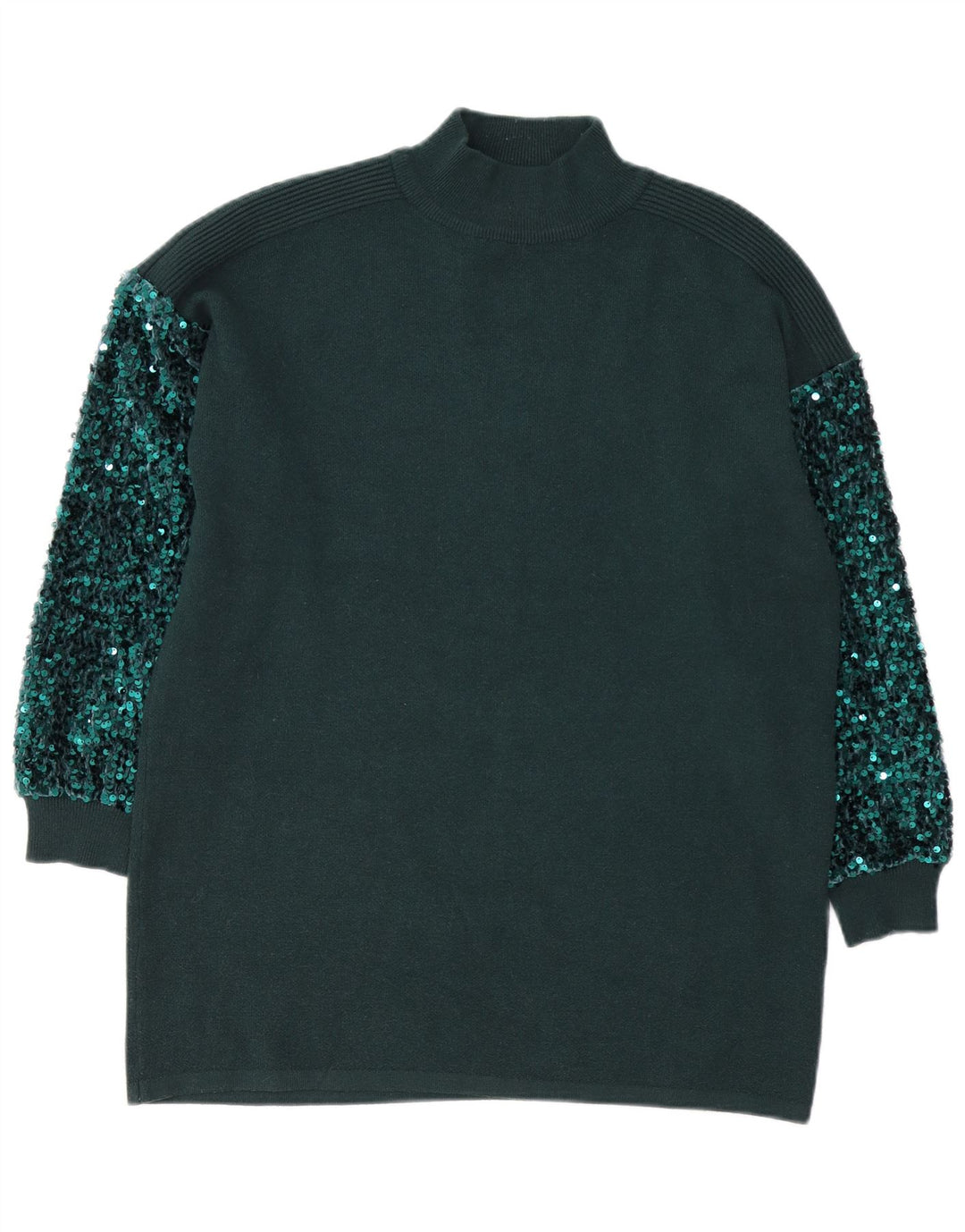 QUIZ Suéter feminino oversized com gola tartaruga Reino Unido 10 pequeno verde