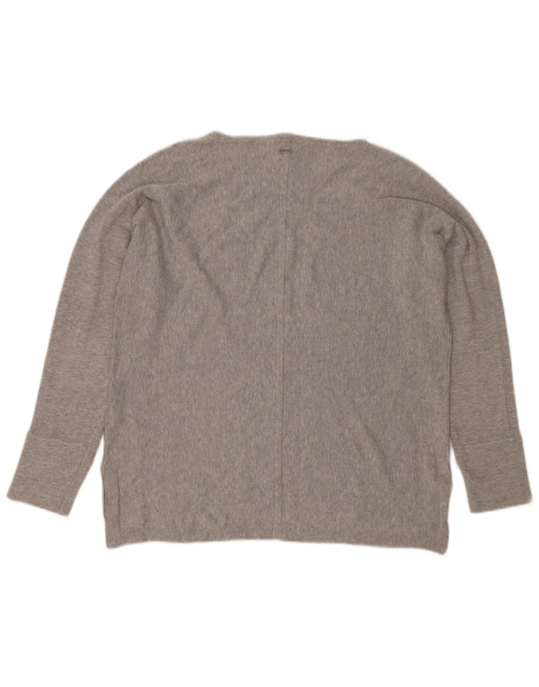 Suéter feminino com gola canoa White Stuff Reino Unido 14 grande cinza manchado