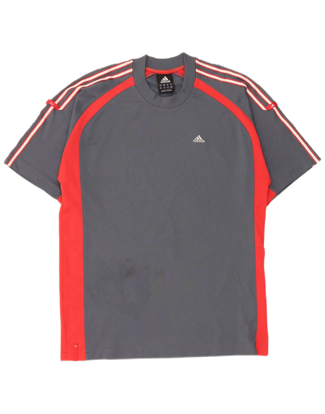 ADIDAS Mens T-Shirt Top Pequeno Cinza Colourblock Poliéster