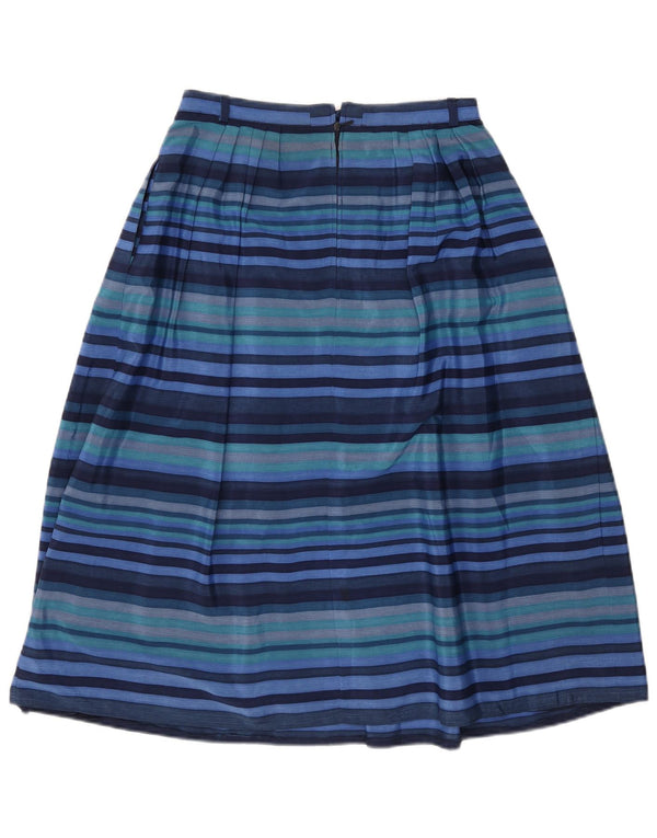 Saia feminina vintage evasê EU 38 médio W28 poliéster listrado azul