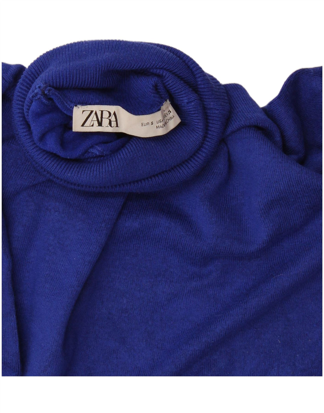 Zara Suéter feminino com gola redonda e gola redonda, Reino Unido 10 pequeno azul marinho