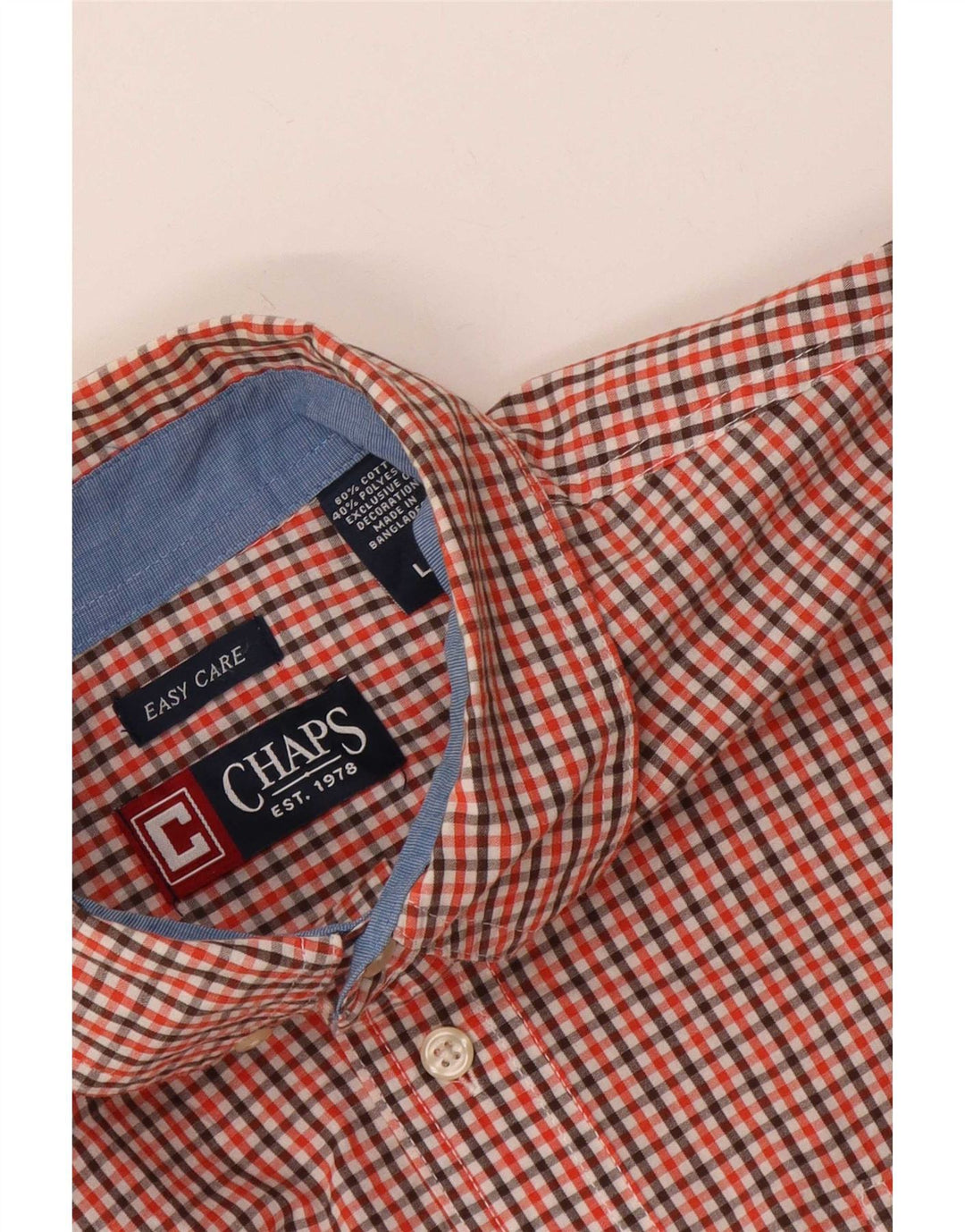 Camisa masculina Chaps Easy Care grande algodão vermelho guingão